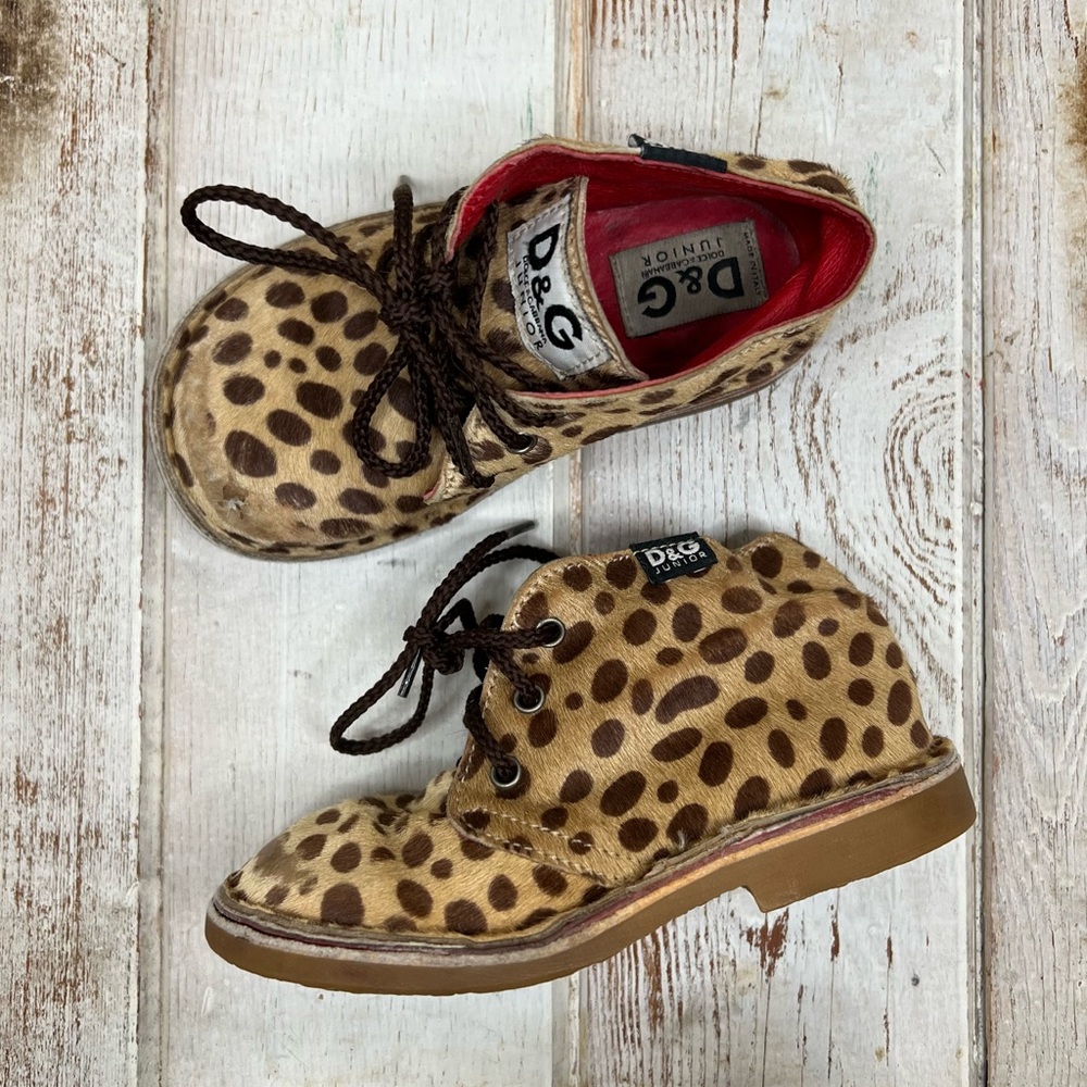 D&G Junior Animal Print Lace Up Shoes